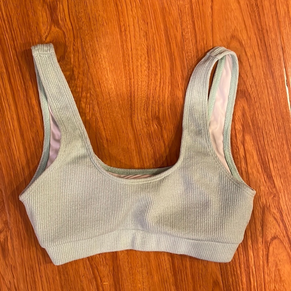 Ribbed Sports Bra Size Small | Lined Stretch Activewear Bralette - Picture 2 of 6